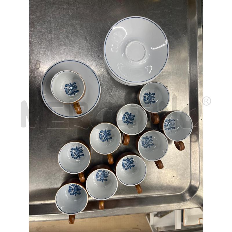 TAZZE PZ. 10 CAFFE MARRONE BORDO BLU MARRONI | Mercatino dell'Usato Teramo 2