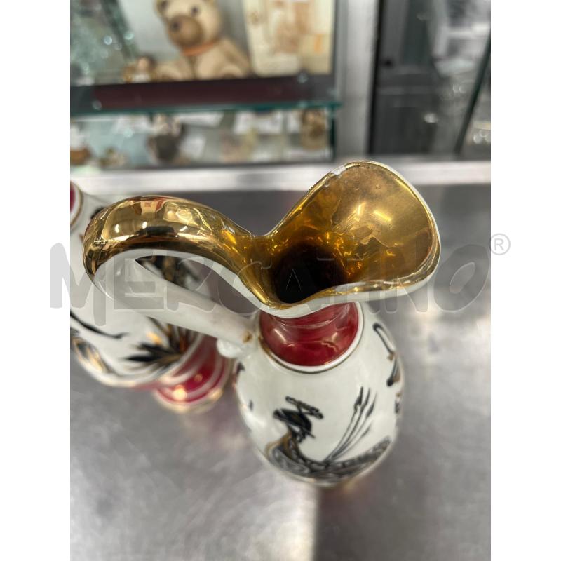 VASETTI COPPIA CERAMICA BIANCA ROSSA FINITRUE DORATE STILE GRECIA | Mercatino dell'Usato Teramo 2