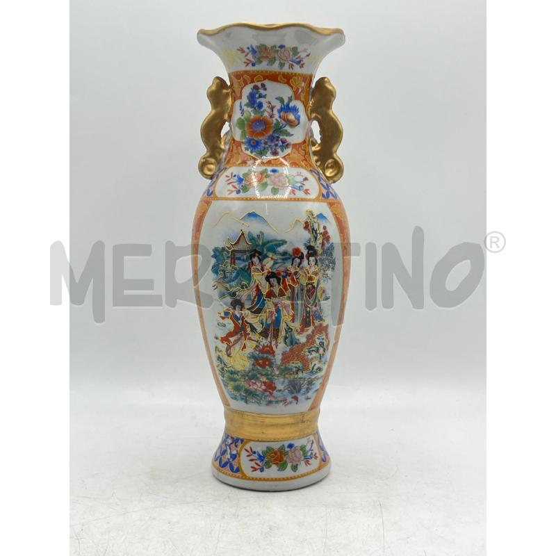 VASETTO CERAMICA ORIENTALE TONI ARANCIO DECORO DONNE | Mercatino dell'Usato Teramo 1