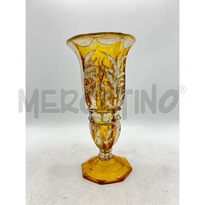 VASETTO PORTAFIORE VETRO GIALLO FINITURE ARGENTATE | Mercatino dell'Usato Teramo 1