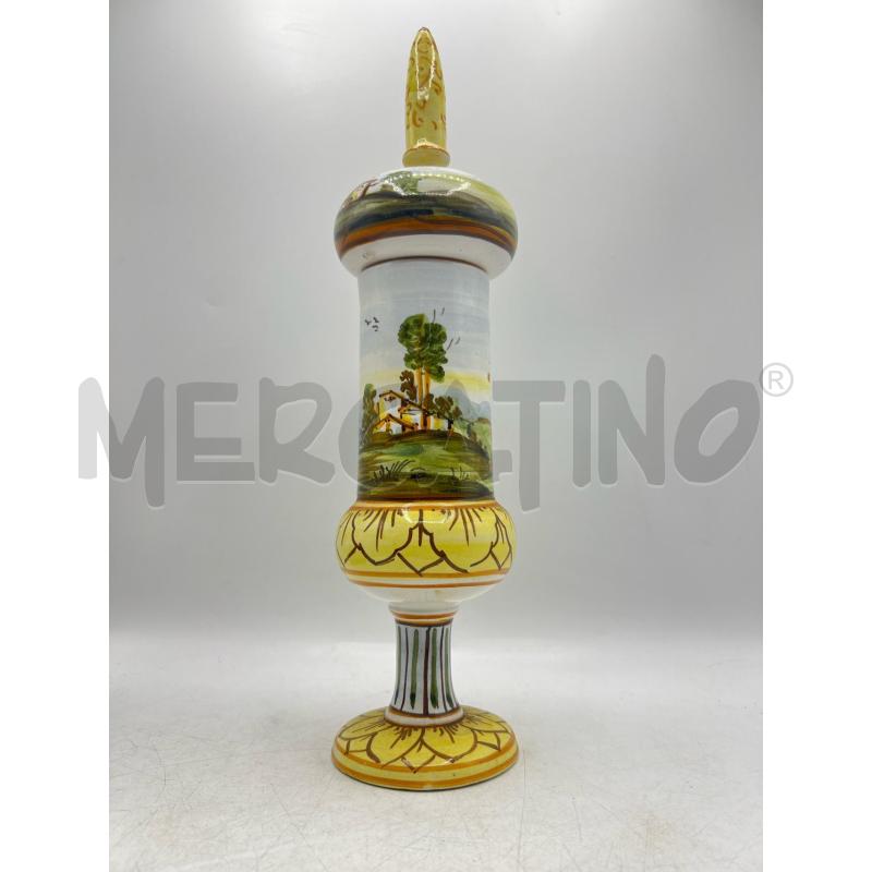VASO CASTELLI CERAMICA PAESAGGIO POUTICHE CILINDRICA TAPPO RINCOLLATO | Mercatino dell'Usato Teramo 1