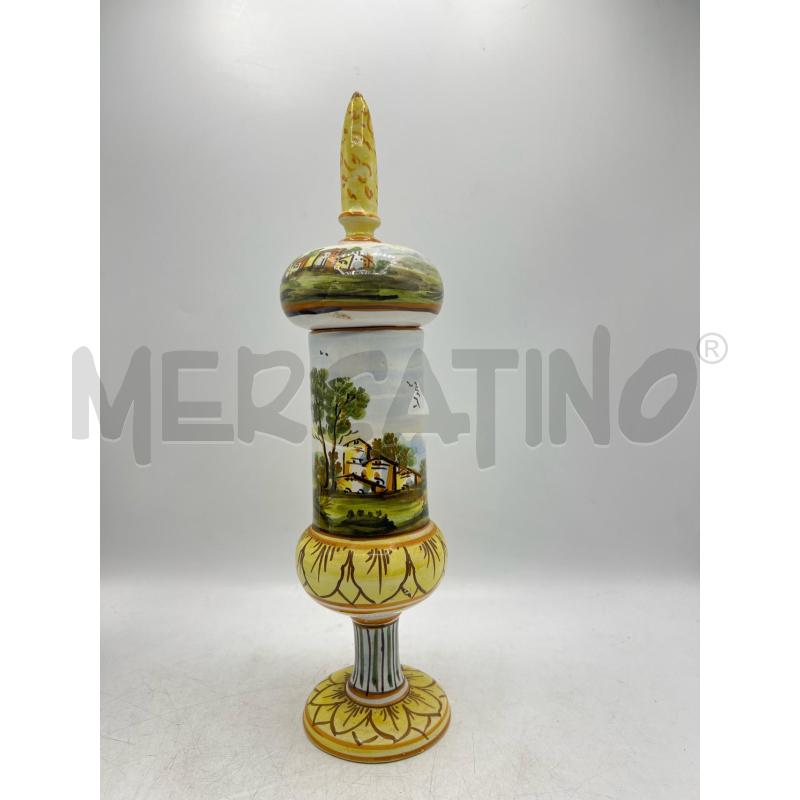 VASO CASTELLI CERAMICA PAESAGGIO POUTICHE CILINDRICA TAPPO RINCOLLATO | Mercatino dell'Usato Teramo 2