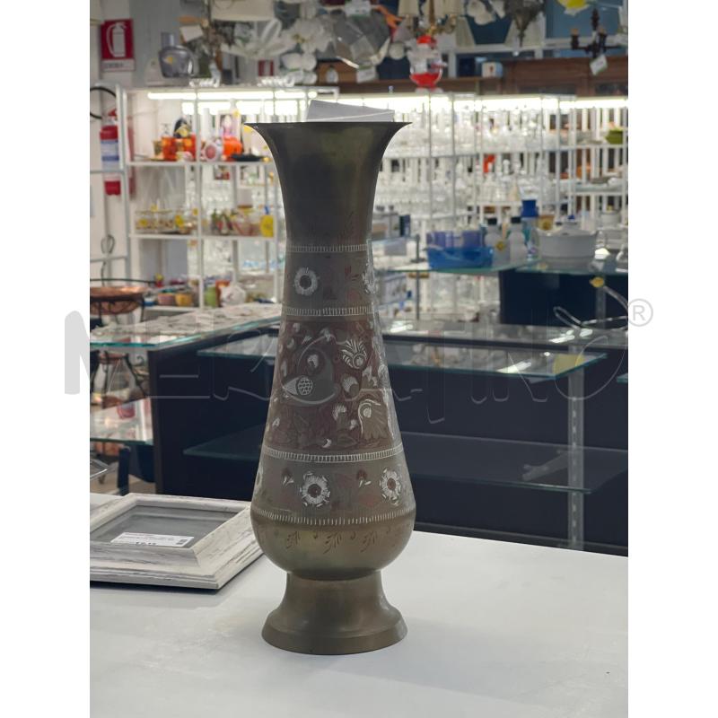 VASO METALLO DIPINTO TONI ROSSI FLOREALI | Mercatino dell'Usato Teramo 1