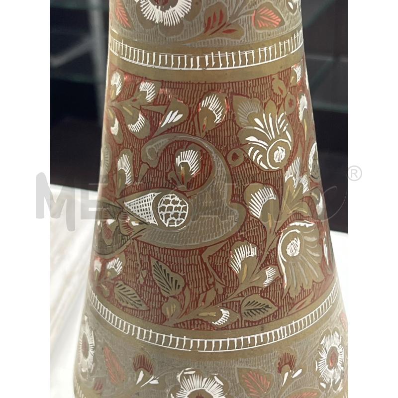 VASO METALLO DIPINTO TONI ROSSI FLOREALI | Mercatino dell'Usato Teramo 2