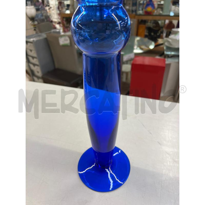 VASO VETRO BLU DESIGN PARTICOLARE  | Mercatino dell'Usato Teramo 3
