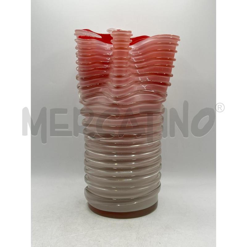 VASO VETRO MURANO VINTAGE MODERNO NAPPE BIANCO INTERNO ROSSO | Mercatino dell'Usato Teramo 1