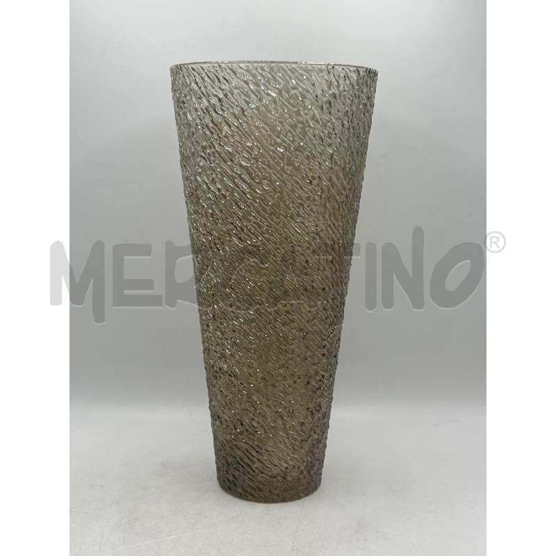 VASO VETRO SATINATO RILIEVO COSTINE BEIGE | Mercatino dell'Usato Teramo 1