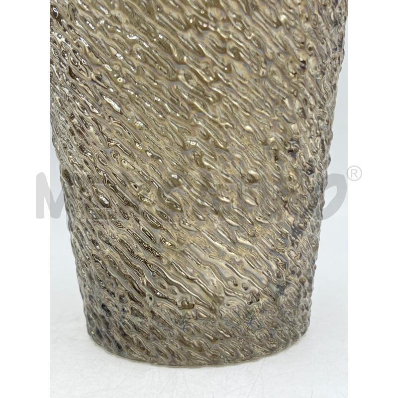 VASO VETRO SATINATO RILIEVO COSTINE BEIGE | Mercatino dell'Usato Teramo 2