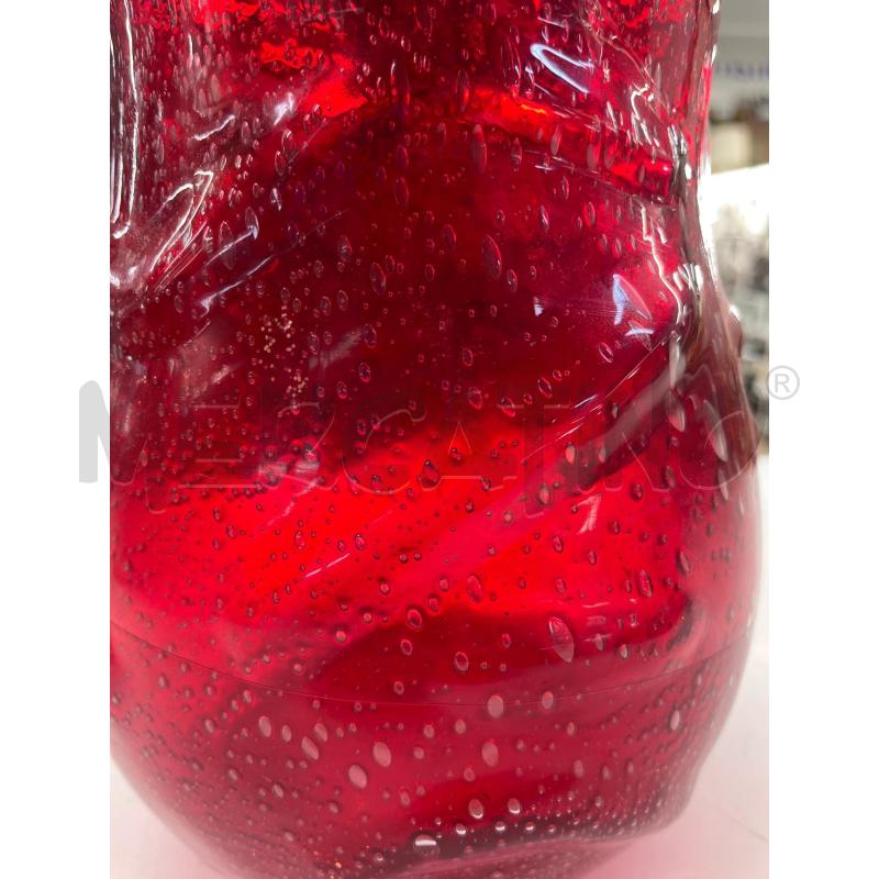 VASO VETRO SOFFIATO A BOCCA ROSSO DESIGN PARTICOLARE H.24CM | Mercatino dell'Usato Teramo 2
