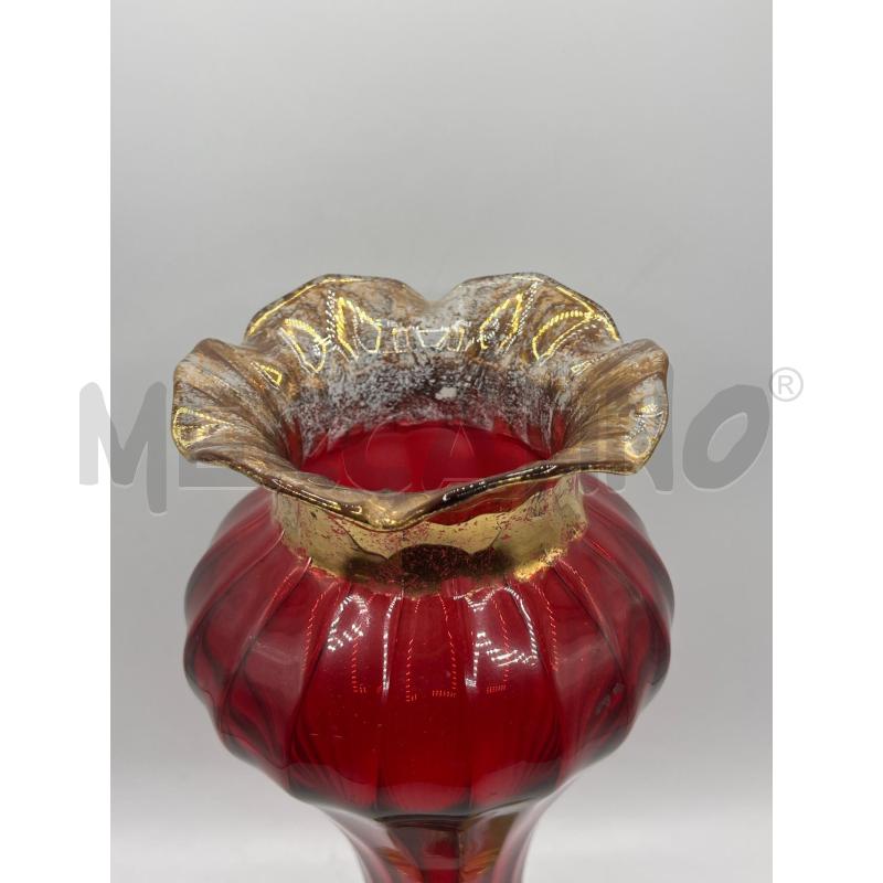 VASO VETRO SOFFIATO ROSSO E TONI DORATI | Mercatino dell'Usato Teramo 2