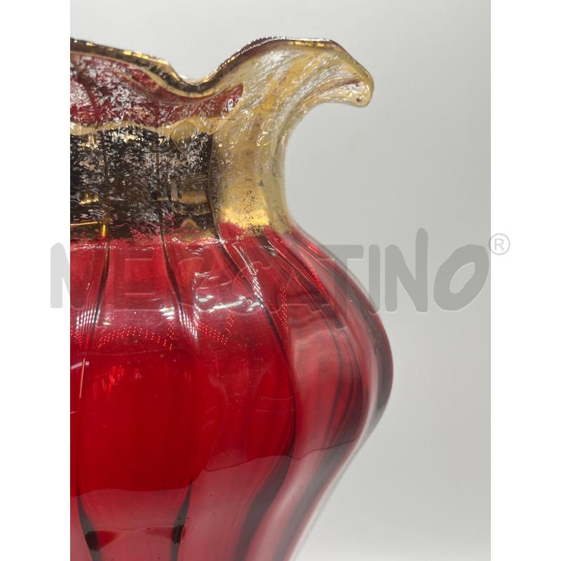 VASO VETRO SOFFIATO ROSSO E TONI DORATI | Mercatino dell'Usato Teramo 4