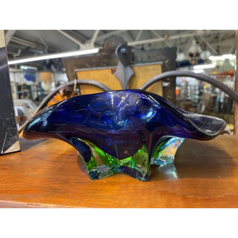 VASO VETRO TONI BLU VERDE MURANO PICCOLE LESIONI BASE | Mercatino dell'Usato Teramo 2