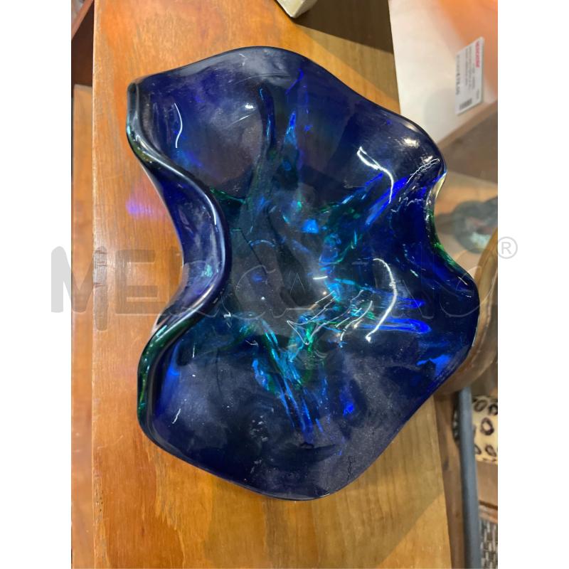 VASO VETRO TONI BLU VERDE MURANO PICCOLE LESIONI BASE | Mercatino dell'Usato Teramo 3