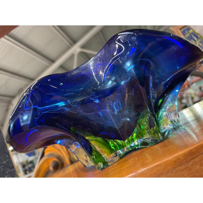 VASO VETRO TONI BLU VERDE MURANO PICCOLE LESIONI BASE | Mercatino dell'Usato Teramo 4