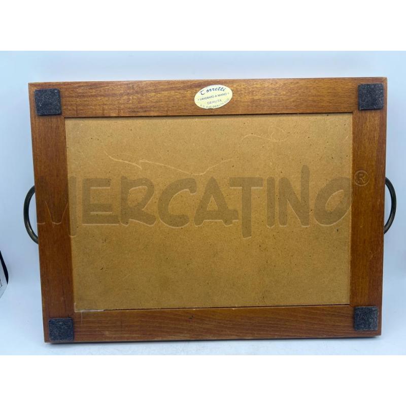 VASSOIO CERAMICA DIPINTO DERUTA SU BASE LEGNO  | Mercatino dell'Usato Teramo 3