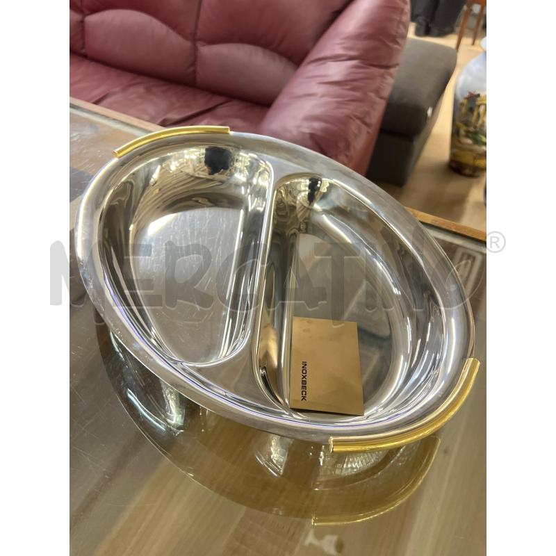 VASSOIO INOX FINITURE DORATE | Mercatino dell'Usato Teramo 1