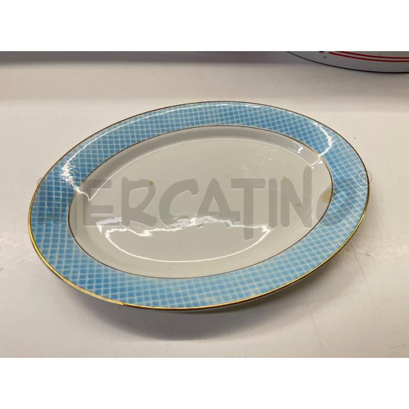 VASSOIO OVALE CERAMICA SPICA CASTELLI BORDO AZZURRO E DORATO | Mercatino dell'Usato Teramo 1