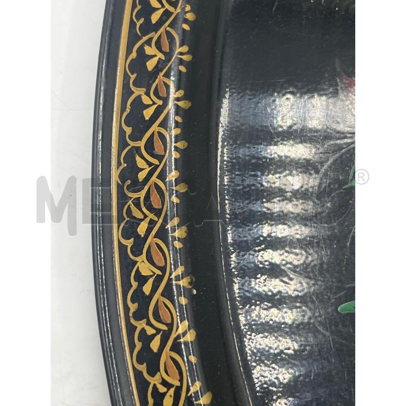 VASSOIO RUSSO OVALE IN METALLO NERO DIPINTO FLOREALE | Mercatino dell'Usato Teramo 3