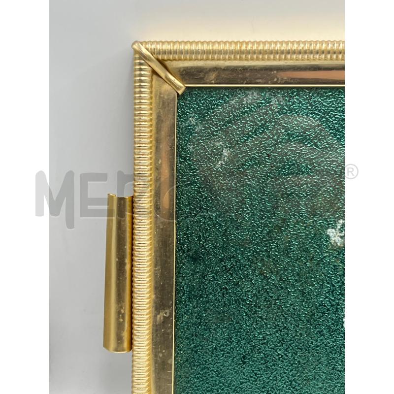 VASSOIO VINTAGE METALLO DORATO STILE HOLLYWOOD REGENCY INTERNO VERDE | Mercatino dell'Usato Teramo 2