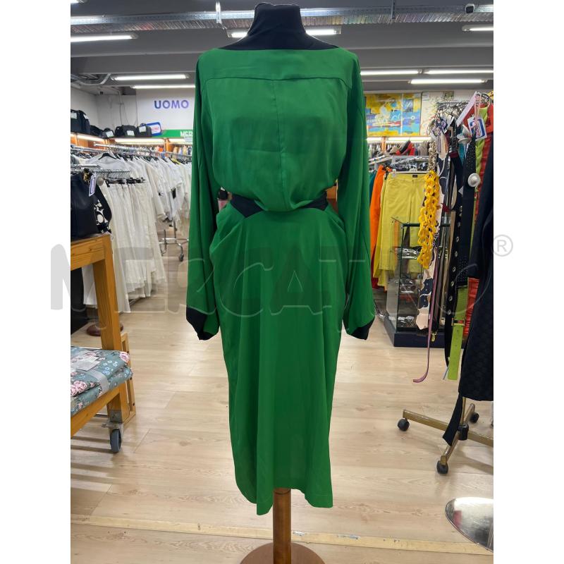 VESTITO DONNA 8PM VERDE BORDO MANICA NERA FIOCCO NERO | Mercatino dell'Usato Teramo 2