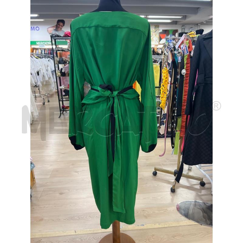 VESTITO DONNA 8PM VERDE BORDO MANICA NERA FIOCCO NERO | Mercatino dell'Usato Teramo 3