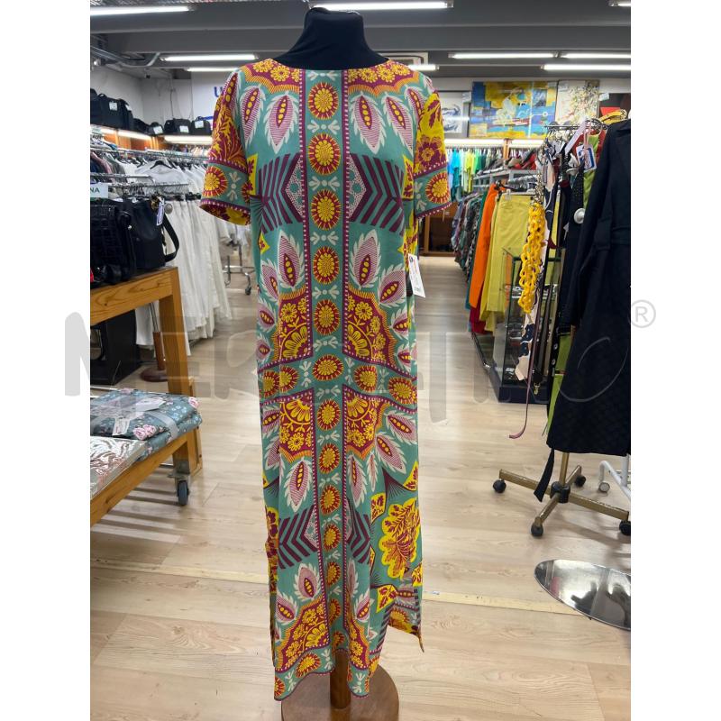 VESTITO DONNA FANTASIA MULTICOLOR VERDE ACQUA ARANCIONE FIORI FUCSIA | Mercatino dell'Usato Teramo 1
