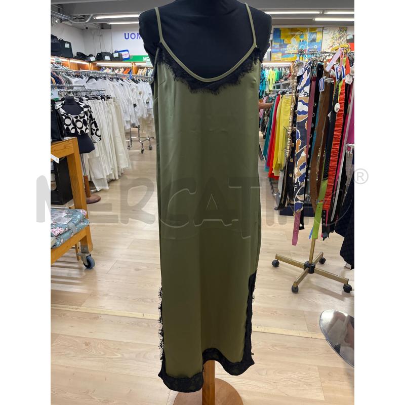 VESTITO DONNA MISS MISS VERDE OLIVA CANGIANTE BORDI PIZZO | Mercatino dell'Usato Teramo 1