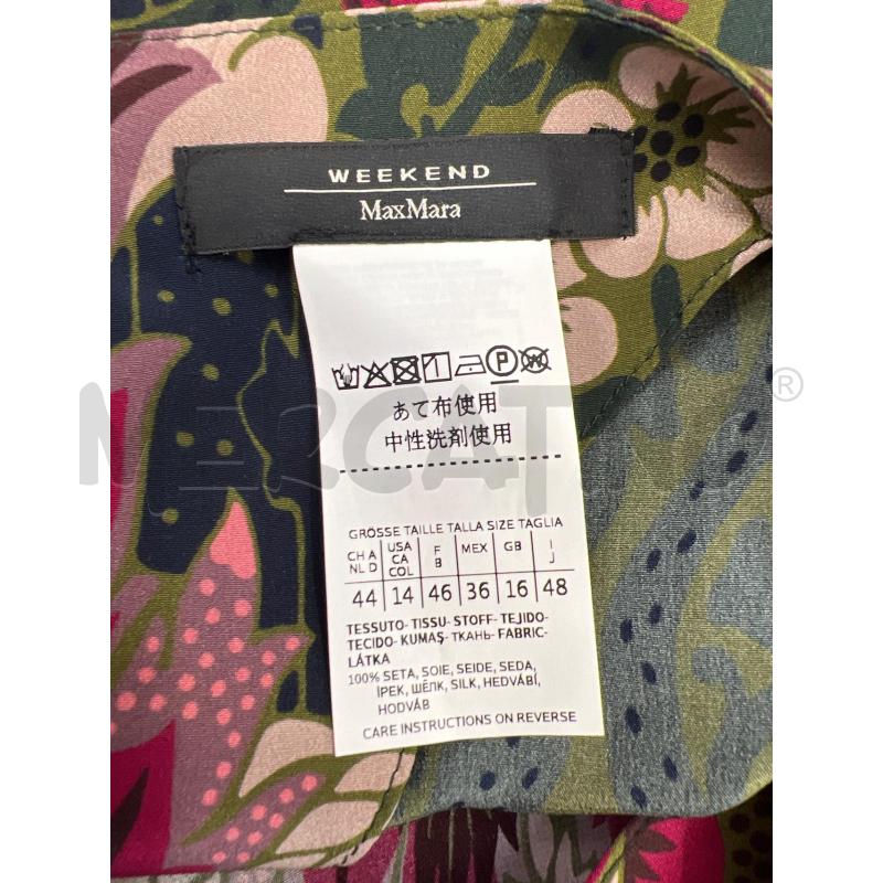VESTITO DONNA WEEKEND MAX MARA VERDE FIORI FUCSIA MANICA CORTA 100 SETA | Mercatino dell'Usato Teramo 3