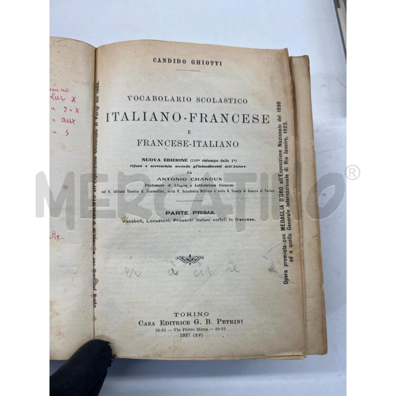 VOCABOLARIO SCOLASTICO DELLE LINGUE ITALIANA E FRANCESE, GHIOTTI, PETRINI 1937 | Mercatino dell'Usato Teramo 4