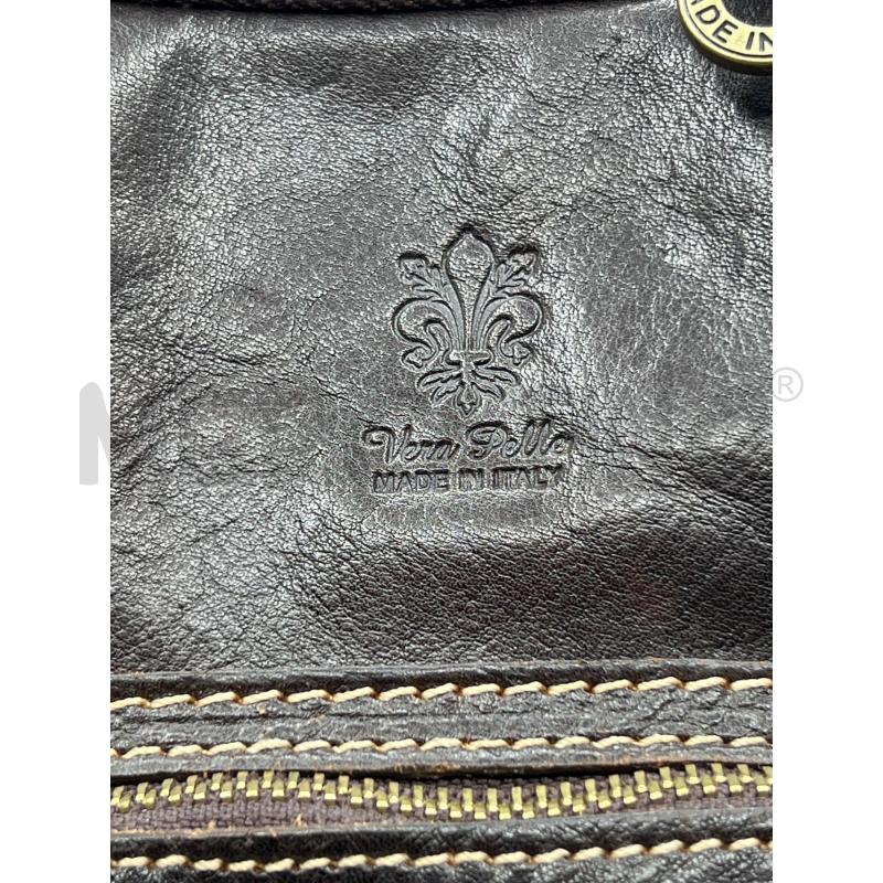 ZAINETTO DONNA VERA PELLE MADE IN ITALY MARRONE SCURO ZIP VERTICALE | Mercatino dell'Usato Teramo 2