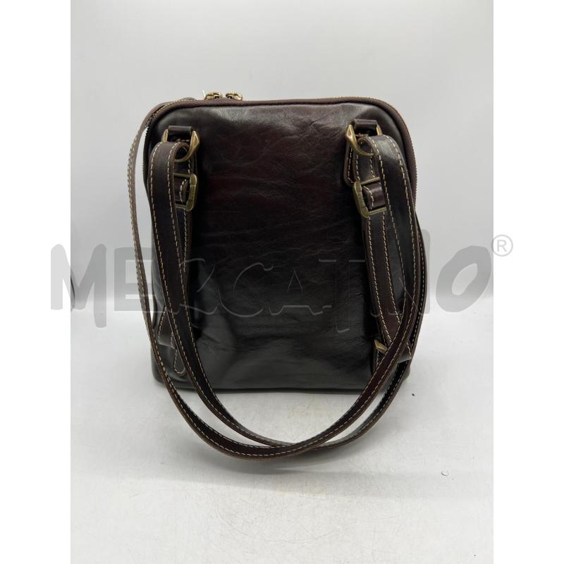 ZAINETTO DONNA VERA PELLE MADE IN ITALY MARRONE SCURO ZIP VERTICALE | Mercatino dell'Usato Teramo 3