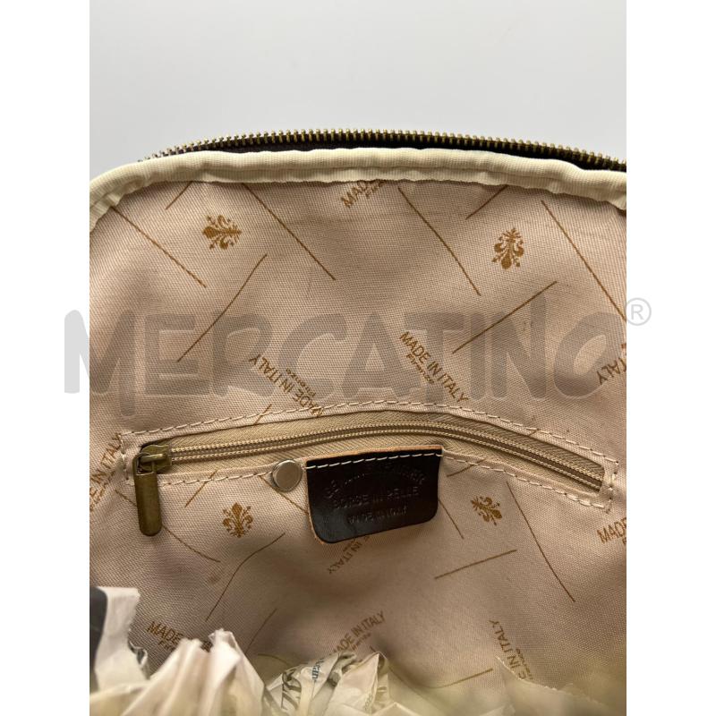 ZAINETTO DONNA VERA PELLE MADE IN ITALY MARRONE SCURO ZIP VERTICALE | Mercatino dell'Usato Teramo 4