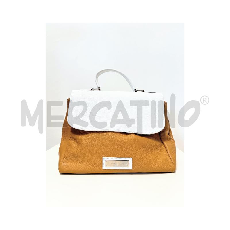 BORSA A MANO MARRONE/BIANCA PELLE ANTONELLO SERIO | Mercatino dell'Usato Rovereto 2