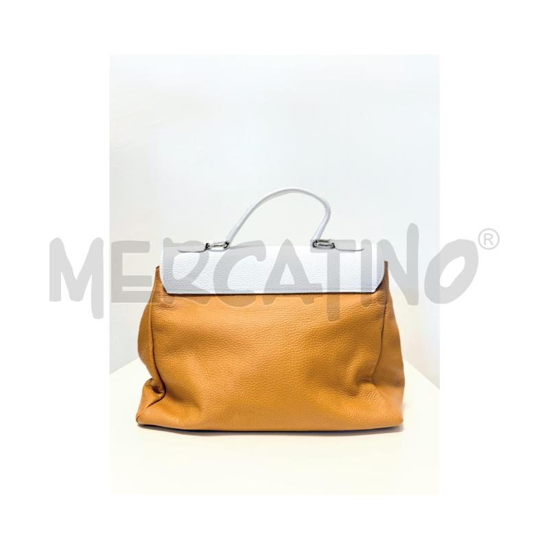BORSA A MANO MARRONE/BIANCA PELLE ANTONELLO SERIO | Mercatino dell'Usato Rovereto 4