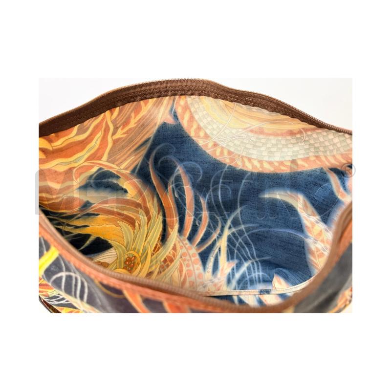 BORSA D FERRAGAMO A SPALLA VINTAGE NERA FANTASIA FOGLIE DETTAGLI MARRONI NO BUSTINA INTERNA | Mercatino dell'Usato Rovereto 4