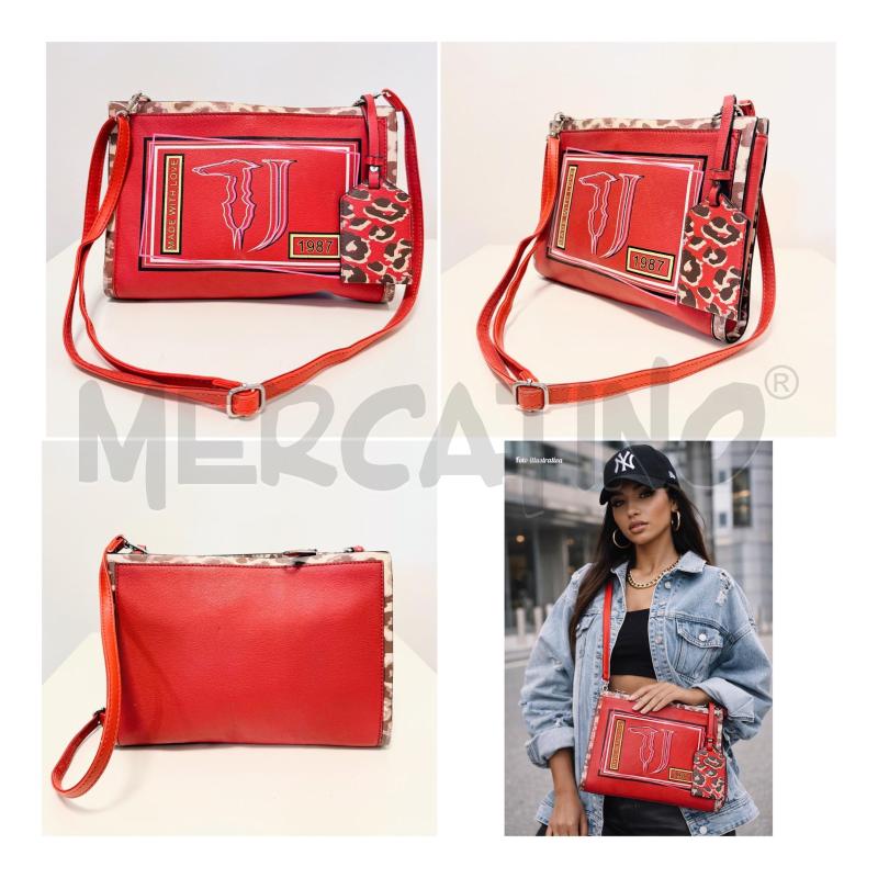 BORSA D TRACOLLA TRUSSARDI ROSSA ECO CON LOGO FRONTALE | Mercatino dell'Usato Rovereto 1
