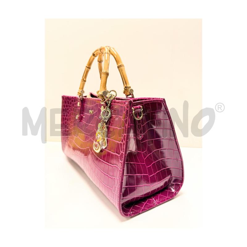 BORSA D TRACOLLA V73 RIGIDA VIOLA CON MANICI BAMBU' + PORTACHIAVI | Mercatino dell'Usato Rovereto 3