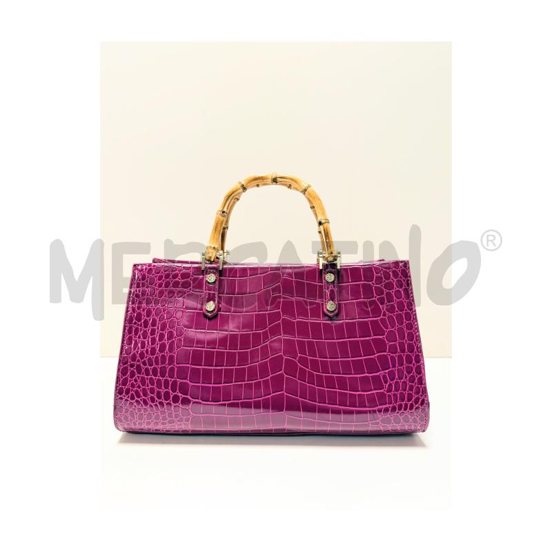 BORSA D TRACOLLA V73 RIGIDA VIOLA CON MANICI BAMBU' + PORTACHIAVI | Mercatino dell'Usato Rovereto 4