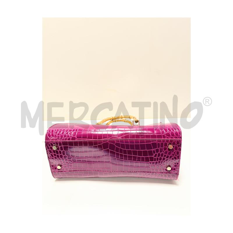 BORSA D TRACOLLA V73 RIGIDA VIOLA CON MANICI BAMBU' + PORTACHIAVI | Mercatino dell'Usato Rovereto 5