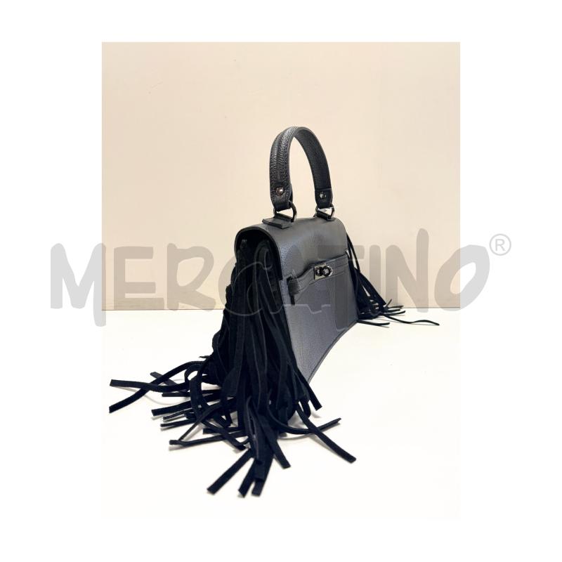 BORSA PICCOLA A MANO NERA PELLE CON FRANGE LATERALI | Mercatino dell'Usato Rovereto 3