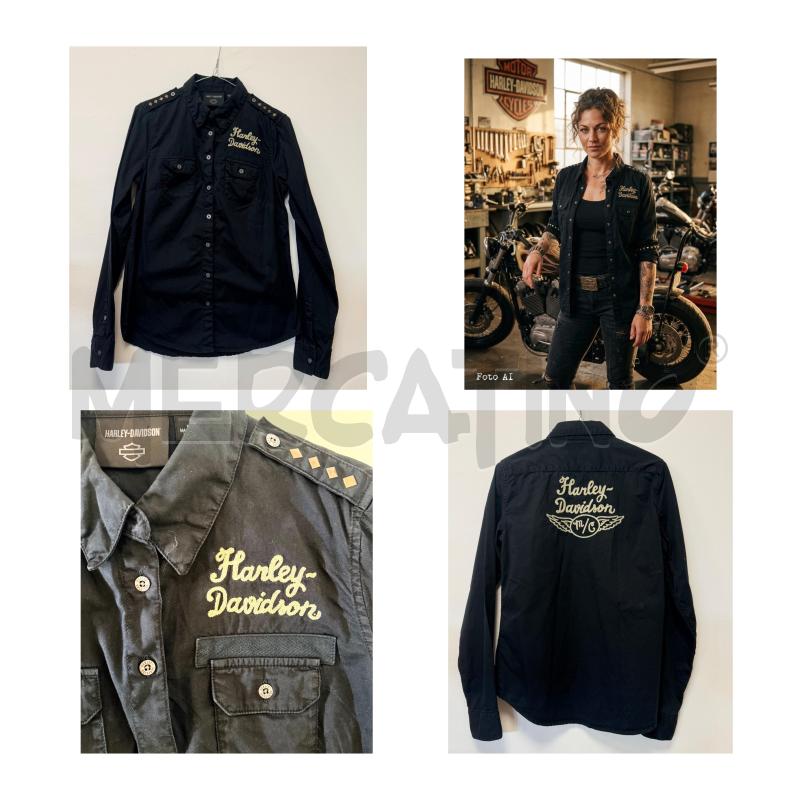 CAMICIA D HARLEY NERA CON RICAMO SABBIA TAGLIA S | Mercatino dell'Usato Rovereto 1
