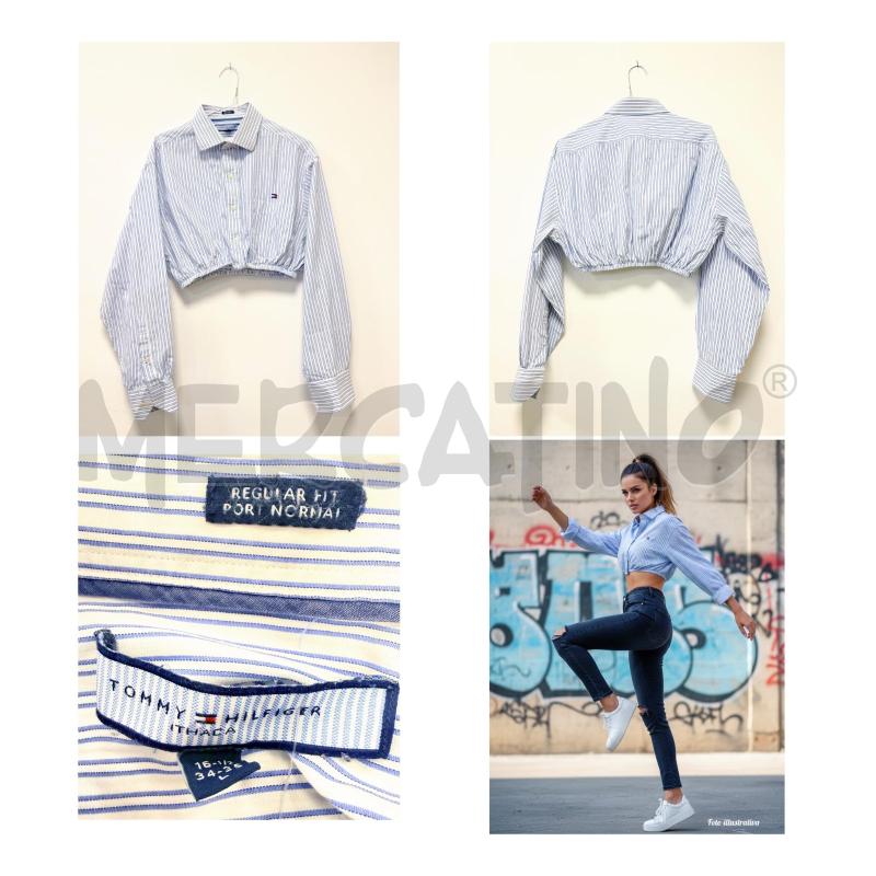 CAMICIA D TOMMY BIA/BLU GESSATA CROP | Mercatino dell'Usato Rovereto 1