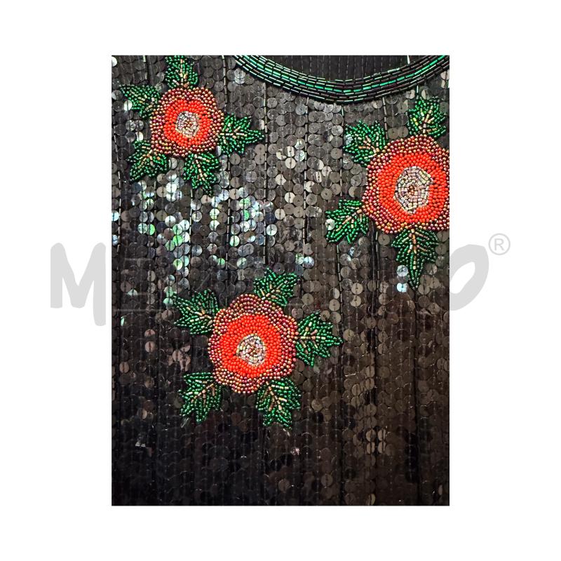CASACCA D SMANICATA CARLA CARINI NERA PAIETTE CON FIORI ROSSI | Mercatino dell'Usato Rovereto 3