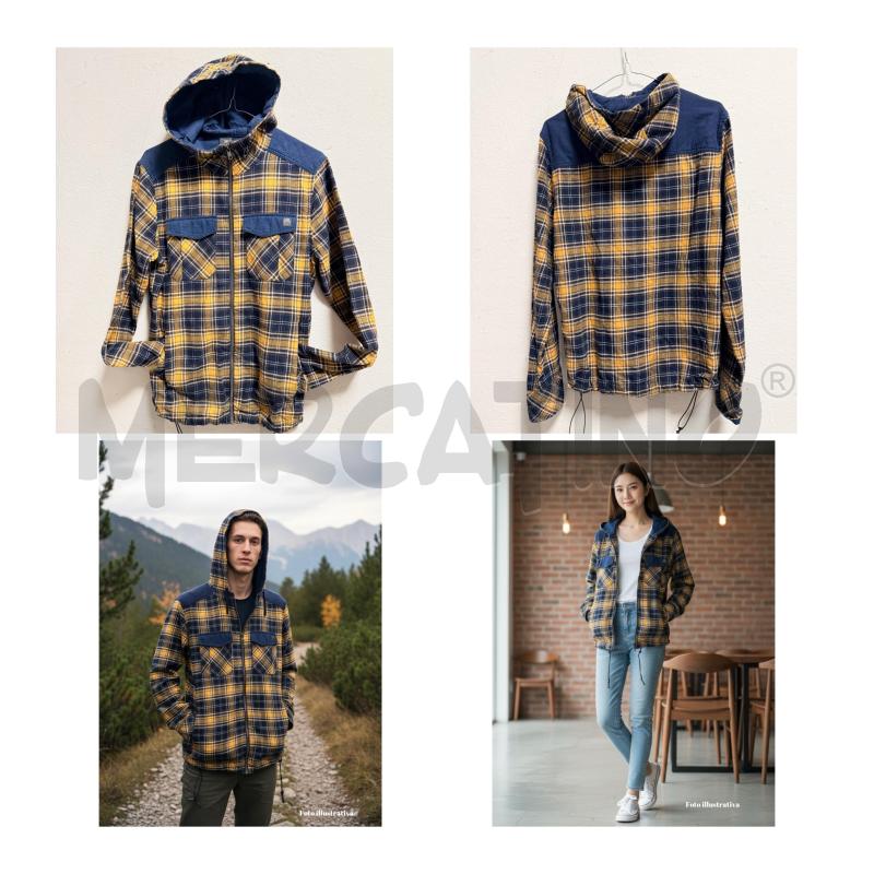 FELPA D MONTURA GIALLA/BLU SCACCO CAPPUCCIO | Mercatino dell'Usato Rovereto 1