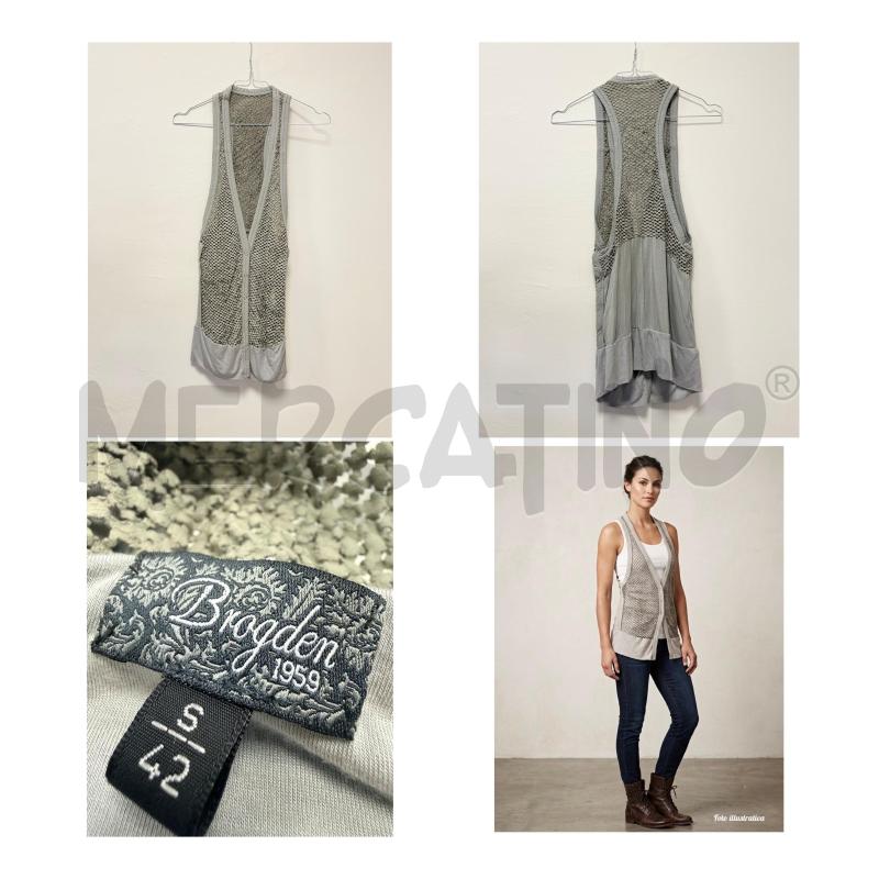 GILET D BRODGEN IN PELLE TRAFORATA E TESSUTO GRIGIO | Mercatino dell'Usato Rovereto 1