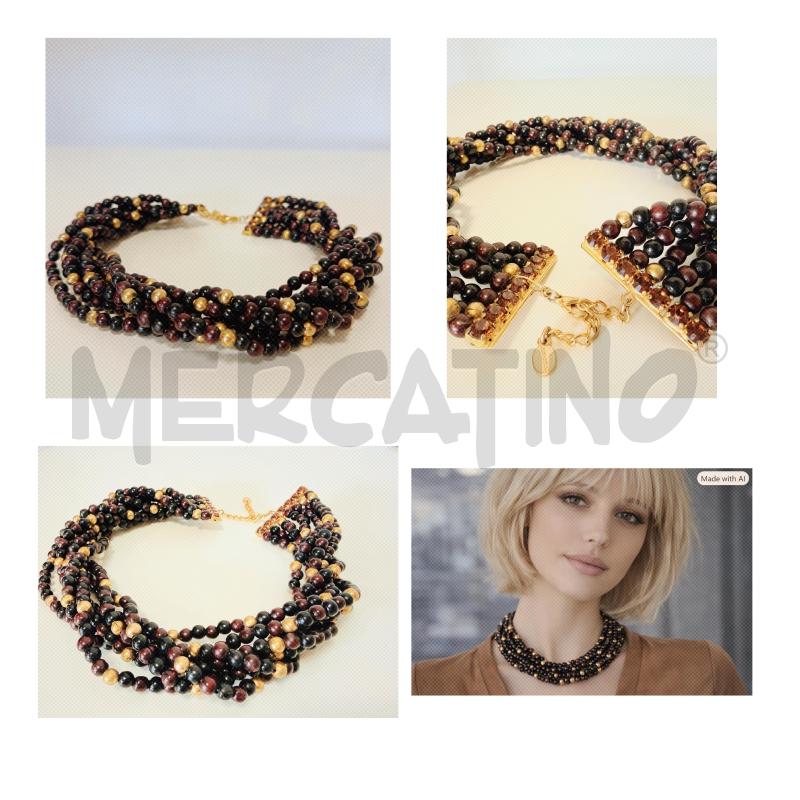 GIRO COLLO DE LIGUORO PERLE MARRONE/NERA/ORO | Mercatino dell'Usato Rovereto 1