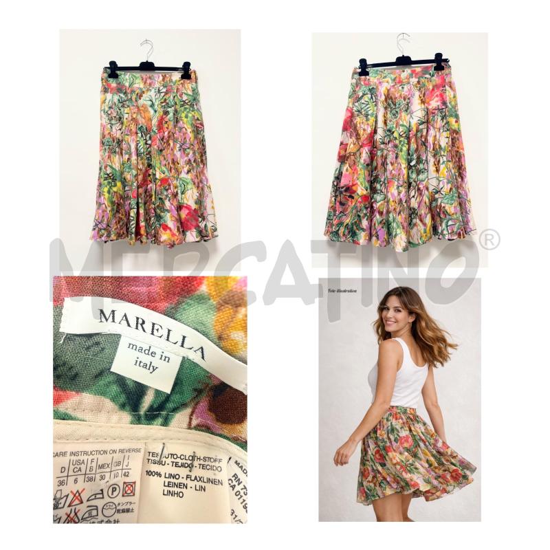 GONNA MARELLA PIEGHE BIANCA FANTASIA FIORI 42 LINO | Mercatino dell'Usato Rovereto 1