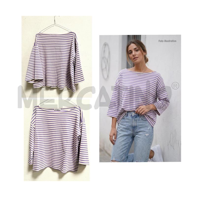 MAGLIA D SANDRO FERRONE LILLA/PANNA RIGHE ORIZZONTALI M3/4 OVER | Mercatino dell'Usato Rovereto 1