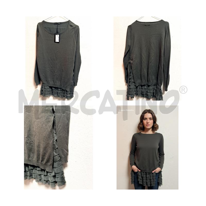 MAGLIA D TWINSET VERDE BOSCO CON ORGANZA NUOVA  | Mercatino dell'Usato Rovereto 1