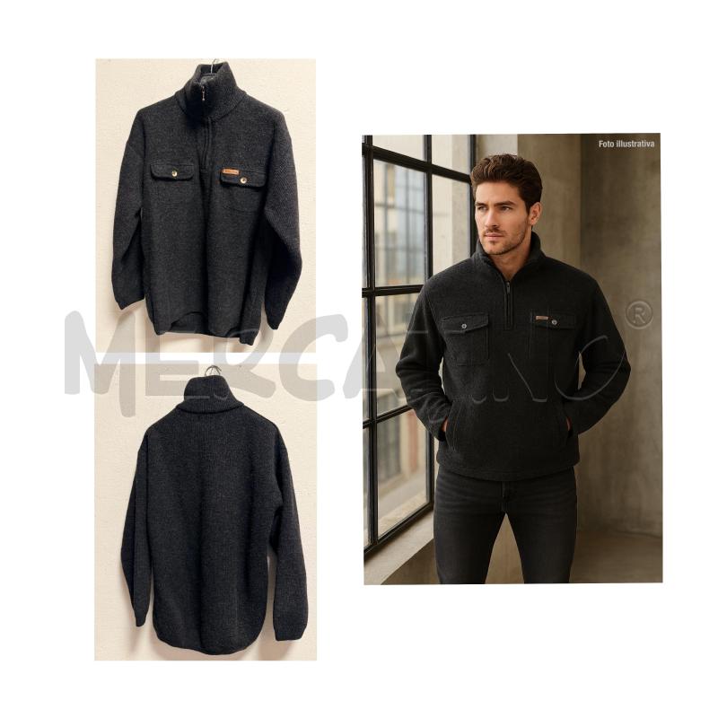 MAGLIONE U MARLBORO GRIGIO LANA CON CERNIERA SUL COLLO | Mercatino dell'Usato Rovereto 1